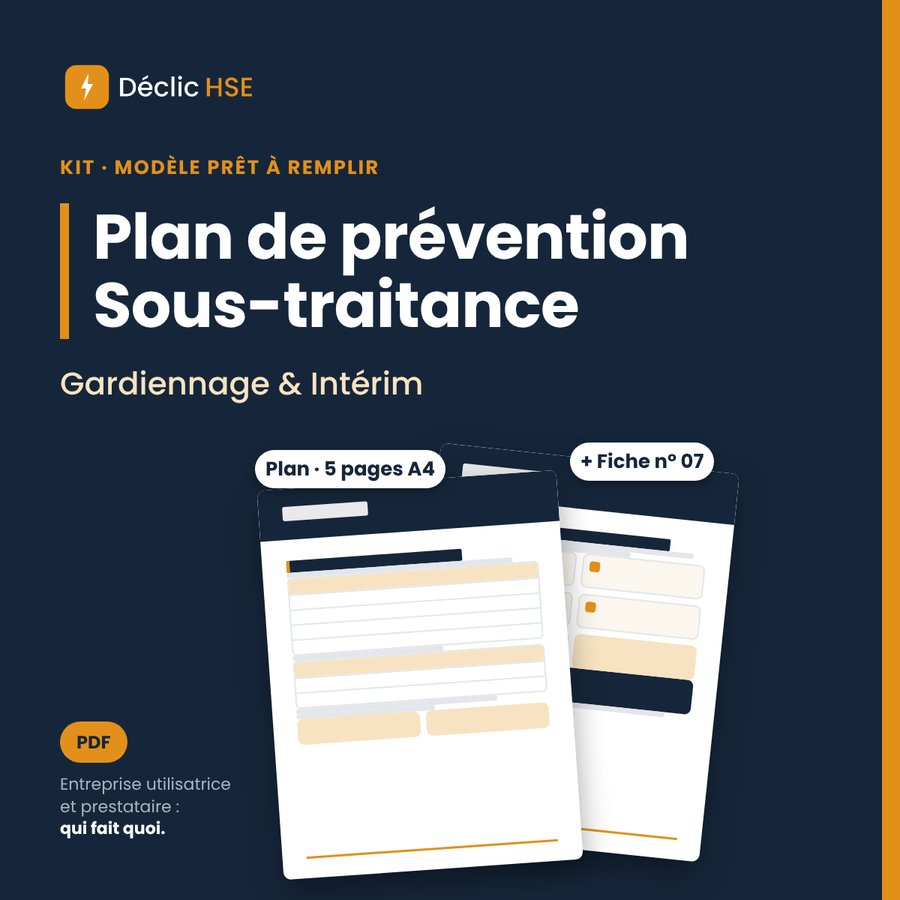 Couverture du Kit Plan de prévention Sous-traitance, gardiennage et intérim